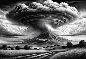 Clouds darkness hard core tornado downpour tattoo idea