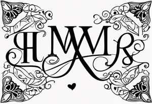 Married couples initials together tattoo idea