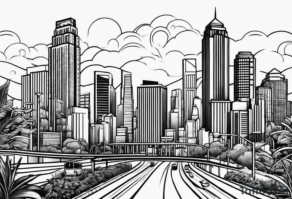 city of los angeles simple line work tattoo idea
