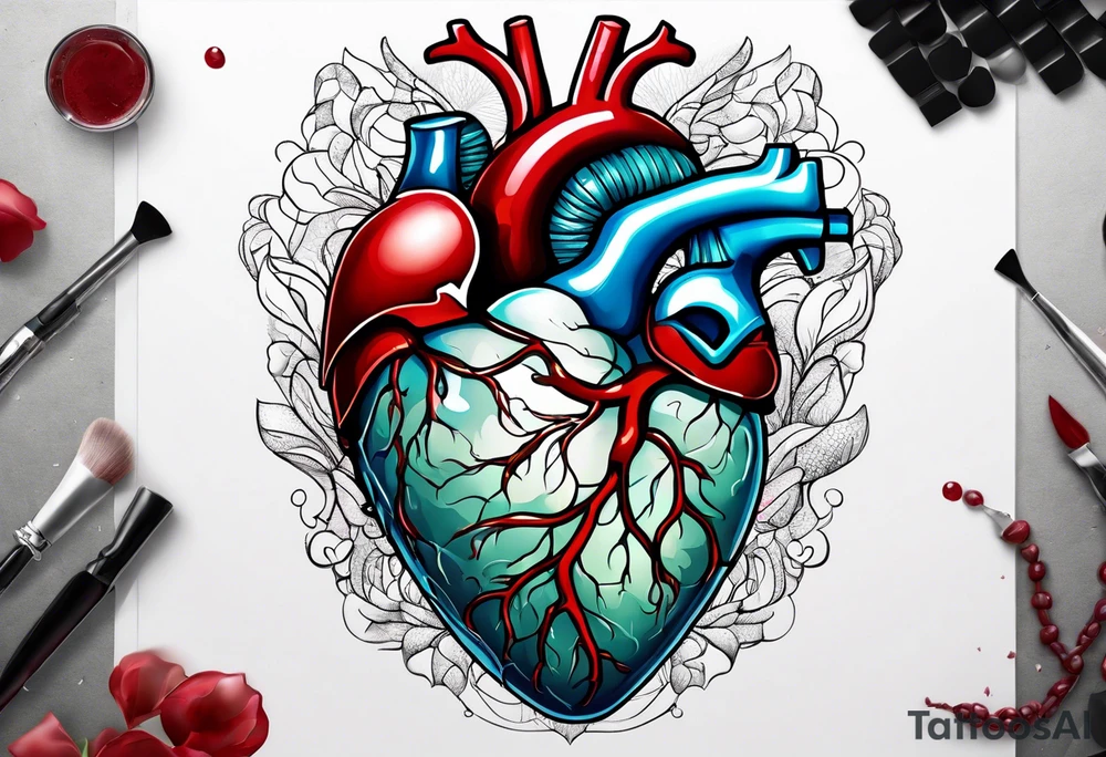 Anatomical Heart, bleeding, stitched tattoo idea