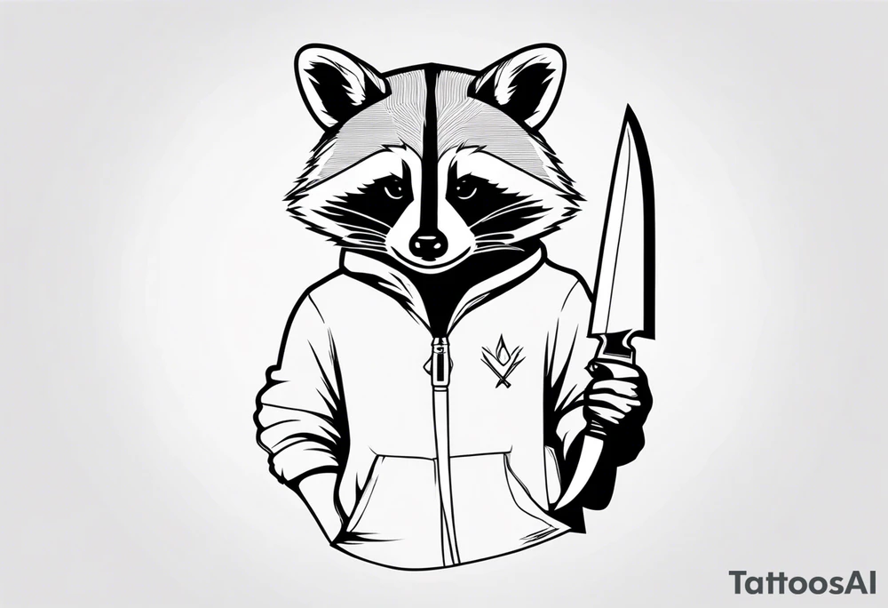 Raccoon holding a knife tattoo idea