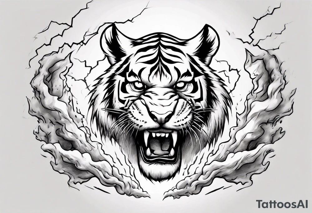 A tiger surrounded by lightning for a forearm sleeve. Also leaving room for a symbol to be below the tiger tattoo idea