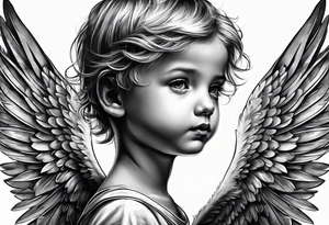 Littl angel kid, roman style tattoo idea