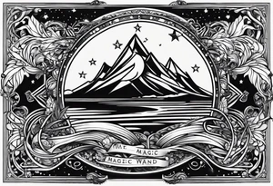 The word magic and a magic wand tattoo idea