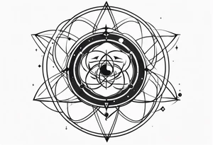 quantum atom with spiritual elements tattoo idea