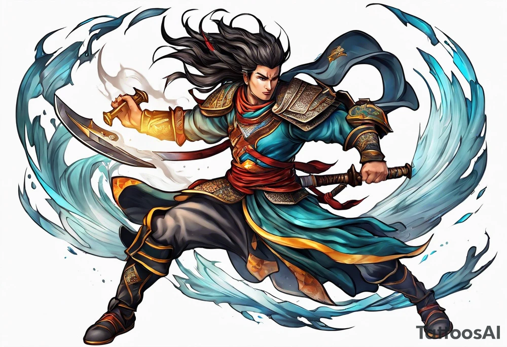 leaping warrior tattoo idea