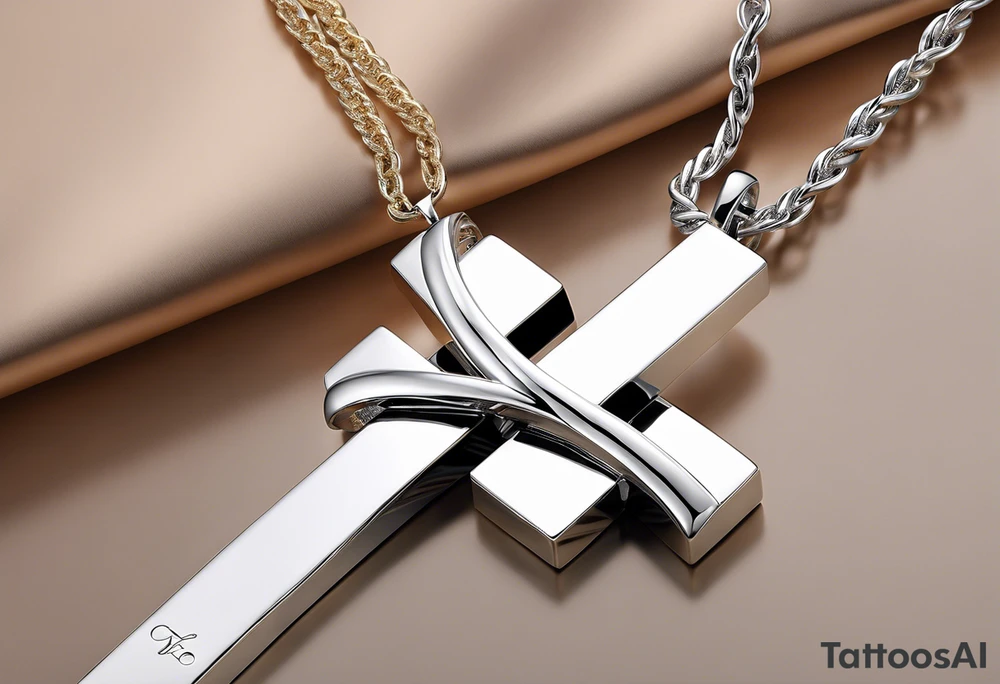 The central focus is a sleek, minimalist cross, symbolizing faith or personal beliefs. Wrapped around the cross is a delicate ribbon, elegantly inscribed with the words “Stay true to who you are.” The ribbon serves as a reminder of self-identity and staying authentic to oneself. Behind the cross, a vibrant gradient of warm colors resembling a sunset creates a striking backdrop, infusing the tattoo with a sense of tranquility and hope. tattoo idea