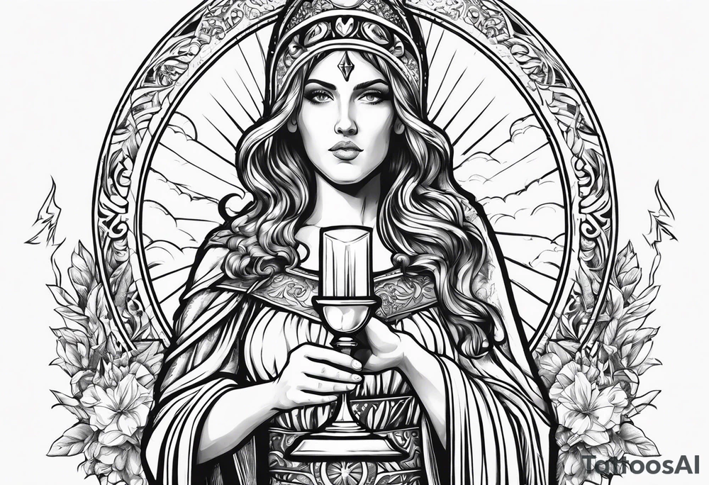 Saint Barbara
holding a chalice with lightning tattoo idea