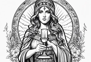 Saint Barbara
holding a chalice with lightning tattoo idea