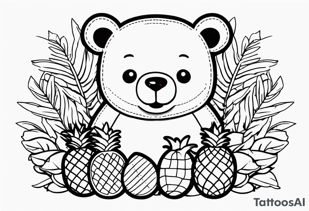 Bear loves pineapples and coconuts tattoo idea