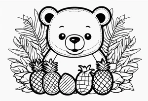 Bear loves pineapples and coconuts tattoo idea