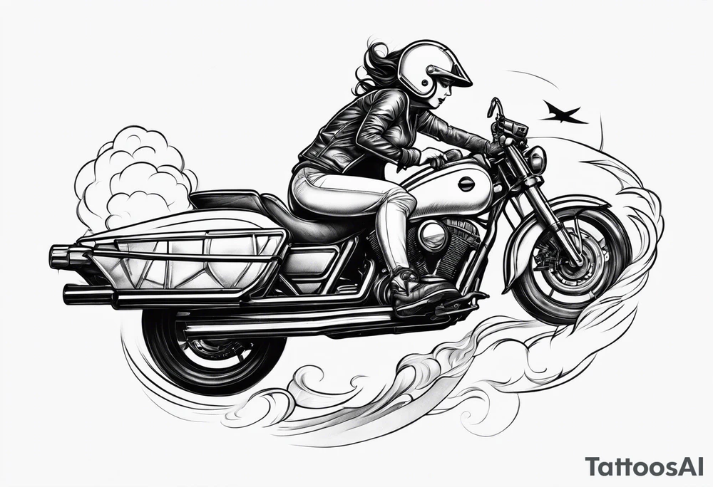 Girl riding a missile tattoo idea