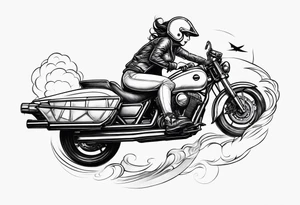 Girl riding a missile tattoo idea