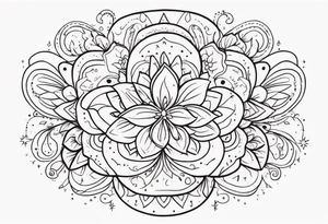 mexican fine line floral with stars, swirls, dots tattoo idea