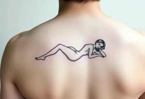 delicate small silhouette of woman lying on her side partially unclothed thin lines tattoo idea