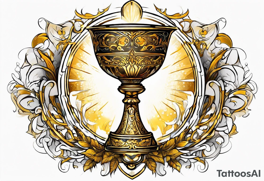 chalice surrounded by golden halo tattoo idea