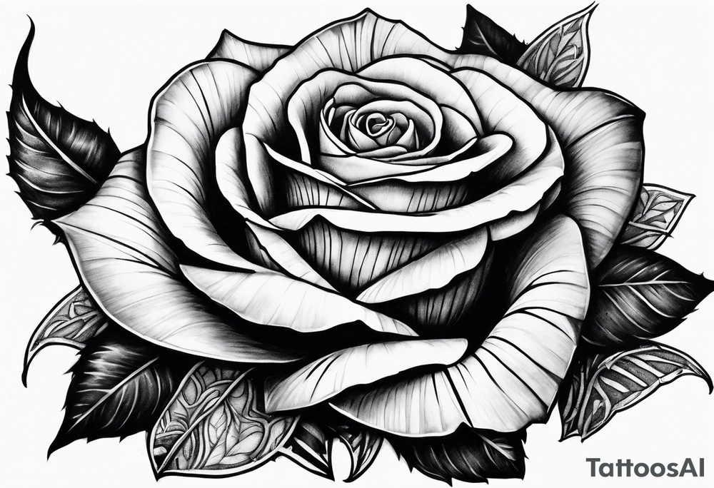 Black mamba with black rose and thorns tattoo idea