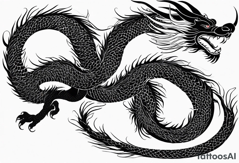 a full sleeve of a japanese styled dragon. Simplistic tattoo idea a full sleeve of a japanese styled dragon. Simplistic tattoo idea