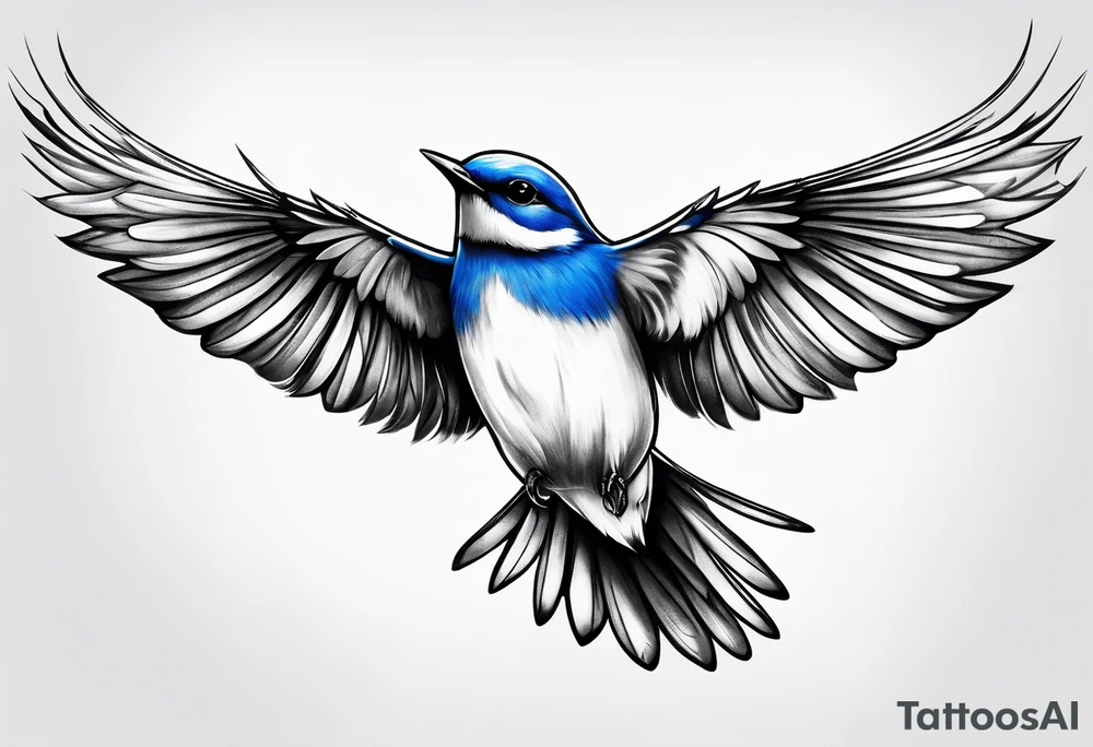 bluebird of happiness in flight tattoo idea