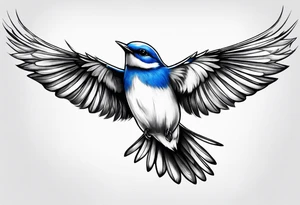 bluebird of happiness in flight tattoo idea