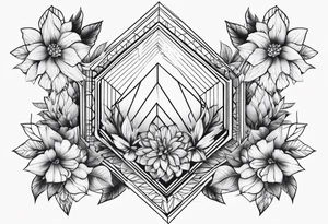 floral geometric shaped into a point tattoo idea