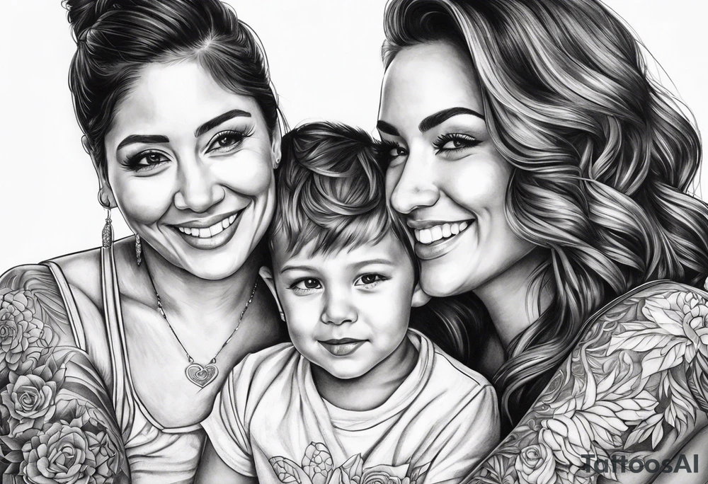Mom with son and daughter tattoo idea