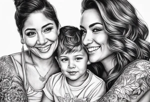 Mom with son and daughter tattoo idea