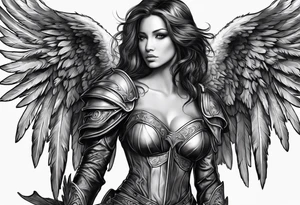 Female dark angel with sword tattoo idea
