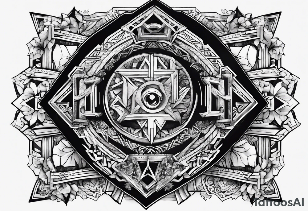 the letters A W R in the middle of a ninja headband tattoo idea