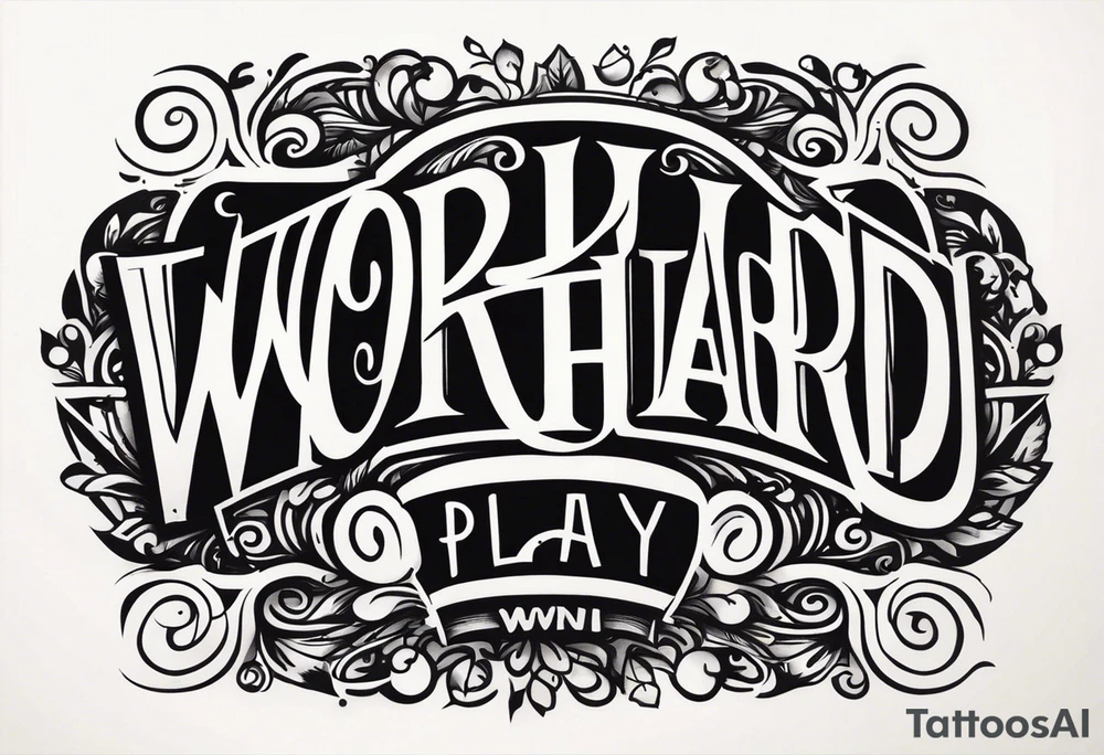 I want a tattoo containing the following two words "work hard" and "play hard". tattoo idea
