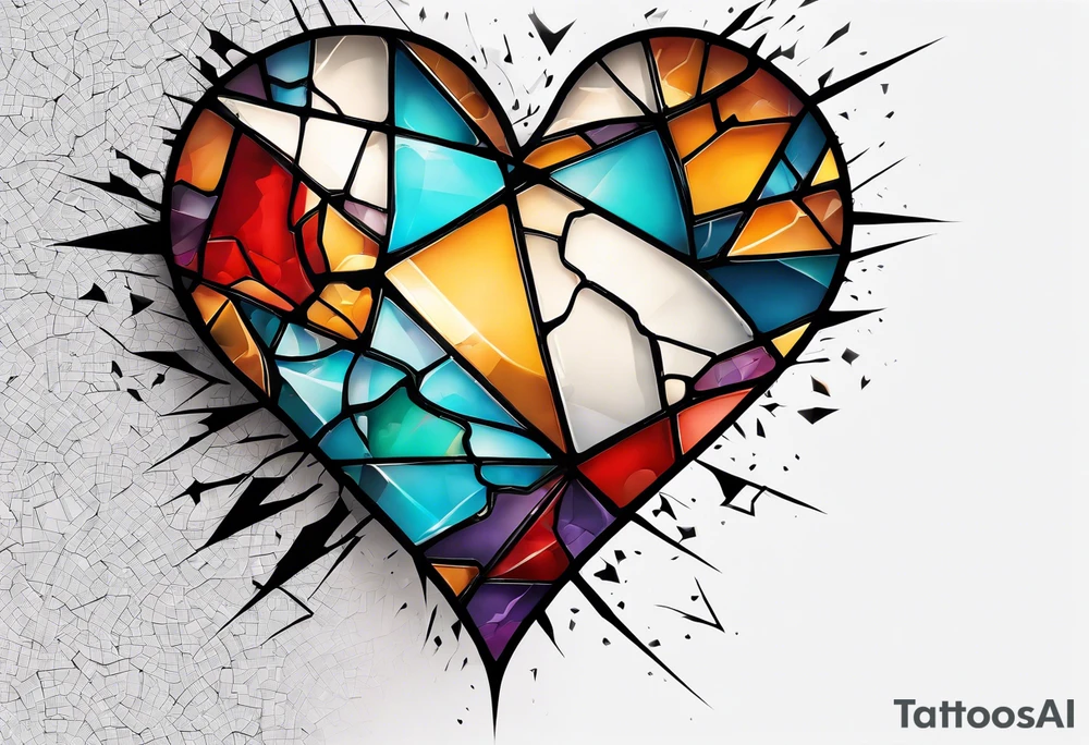 Glass Heart Shattered Puzzle Pieces tattoo idea
