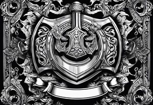 Valhalla sword shield  axe tattoo idea