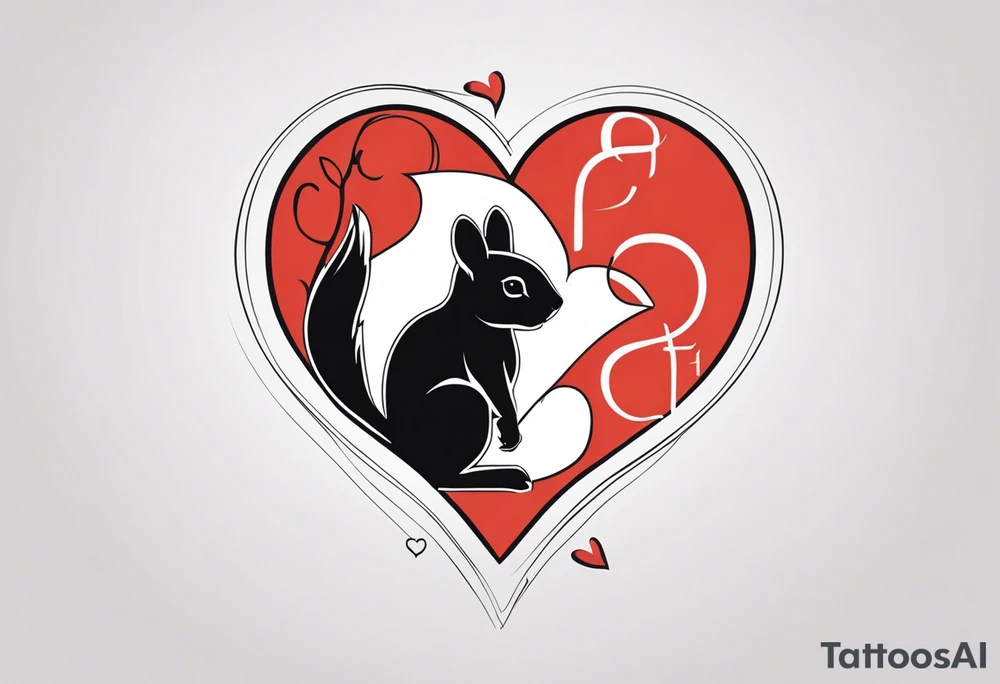 Heart with letters p, s, and o with a squirrel tattoo idea