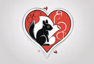 Heart with letters p, s, and o with a squirrel tattoo idea