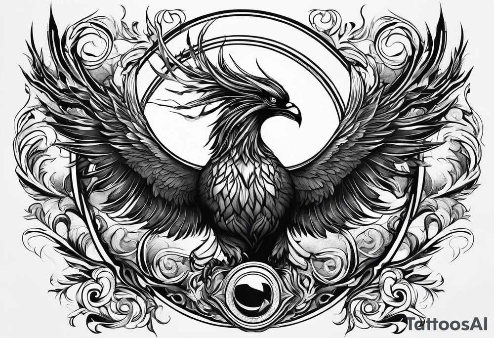 A Phoenix rising up as it's being stung by a scorpion tattoo idea