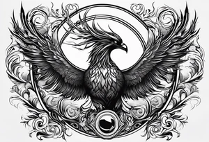 A Phoenix rising up as it's being stung by a scorpion tattoo idea