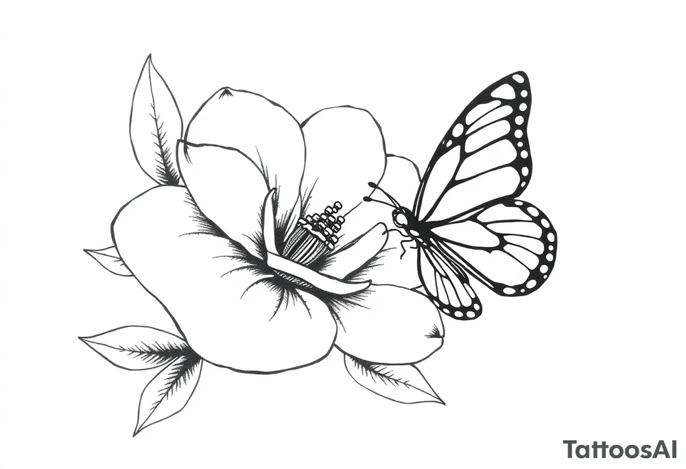 Magnolia flower, butterfly tattoo idea