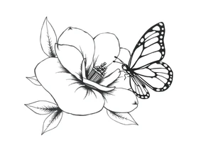 Magnolia flower, butterfly tattoo idea