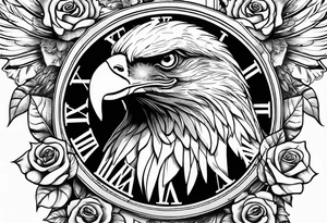 eagle, rose, clock , love tattoo idea