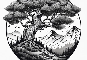 tree in the shape of a hand tattoo idea