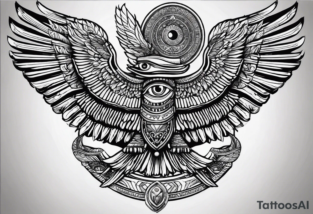 Œil de Horus avec décor thème égyptien tout autour tattoo idea