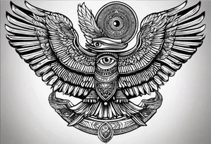 Œil de Horus avec décor thème égyptien tout autour tattoo idea
