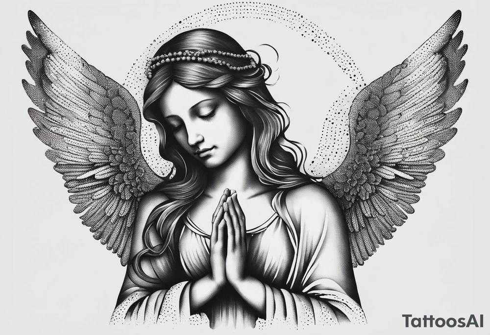 Angel with prayer hands tattoo idea