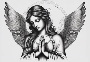Angel with prayer hands tattoo idea