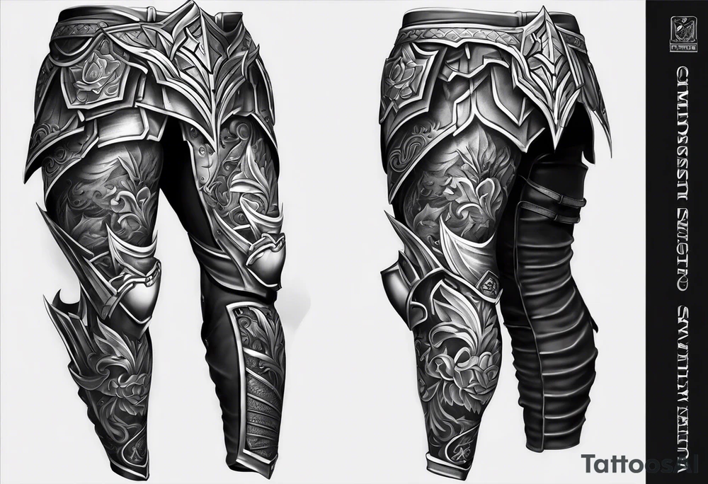 lower leg sleeve armor tattoo idea