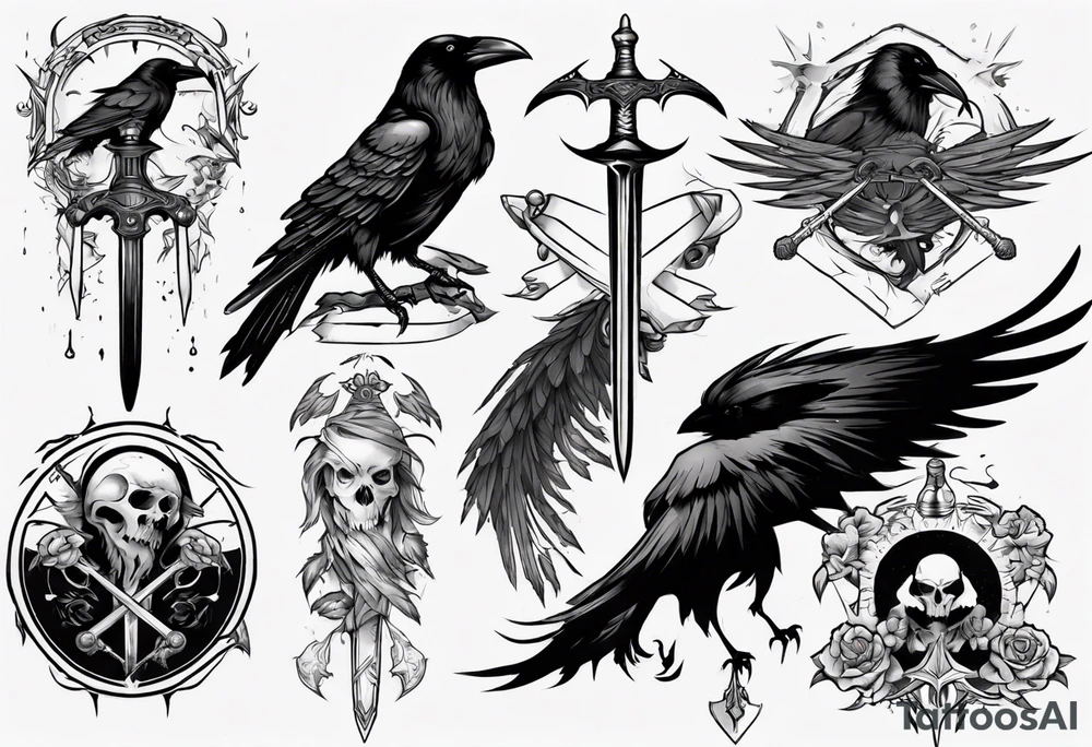Raven with the sword tattoo idea