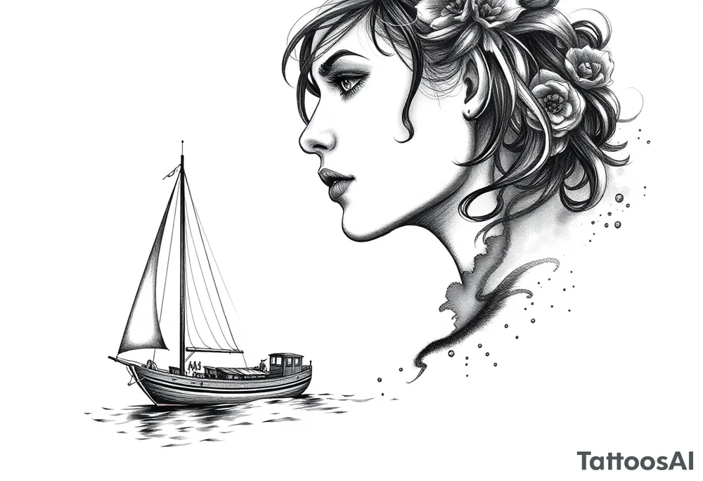 sailing boat at achor tattoo idea