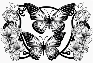 tattoo with 2 medium sized butterflies and the name keonne under it tattoo idea