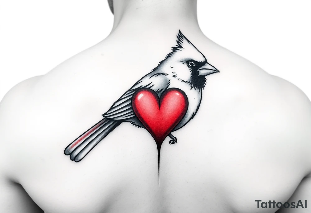 red cardinal with a heart tattoo idea