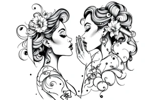 black woman loving herself in the mirror tattoo idea